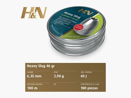 H&N Slug HP HEAVY kal. 6,35 mm /.250″ – Puszka 100 diabolo o wadze 2,98 g.