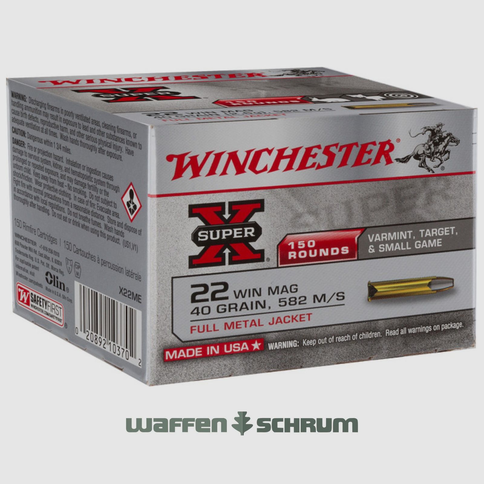 Winchester SuperX Vollmantel 2,6g - 40gr. .22WinMag 150er Pck.