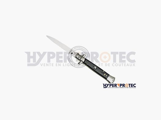Italienisches Automatikmesser, schwarzes Horn – 11 cm