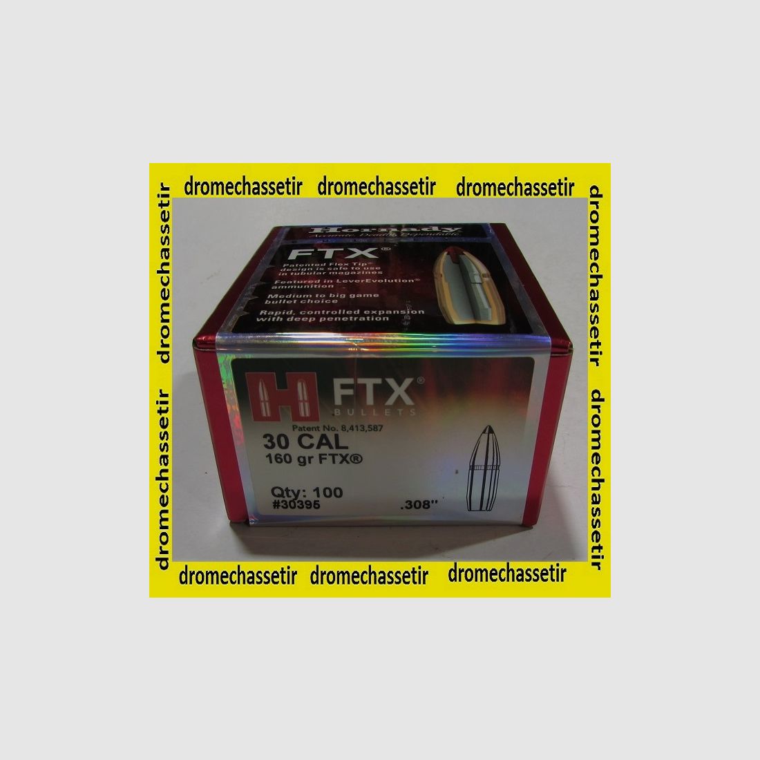 Box mit 100 Geschossen Hornady FTX Kal. 30-30 Win Gewicht 160 Grain Ref 30395