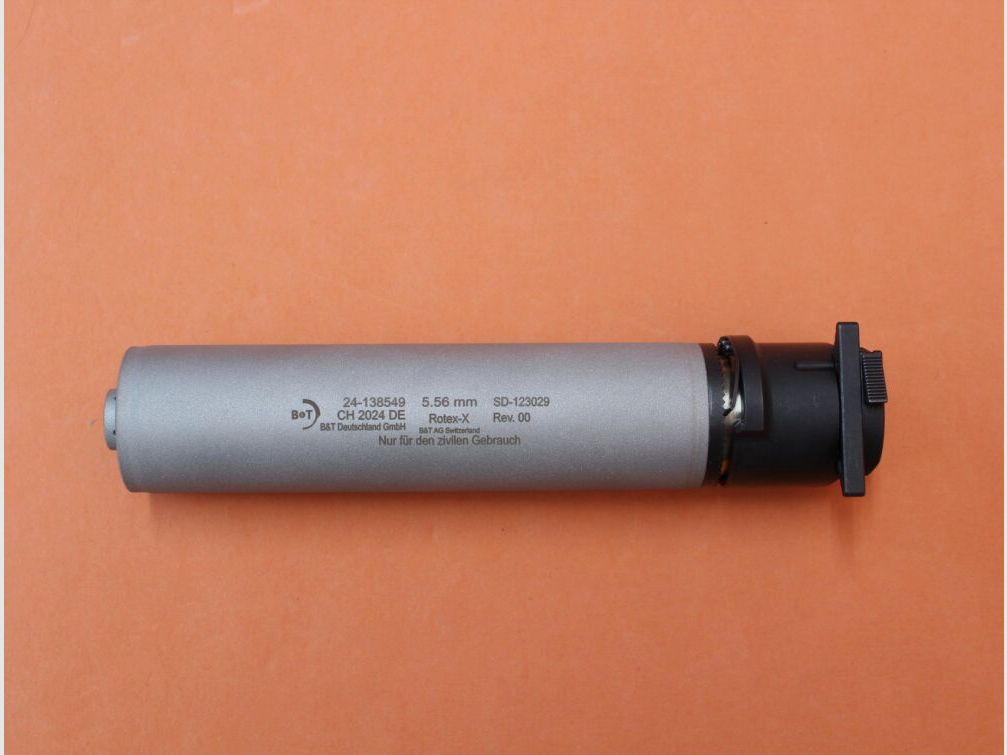 B&T Schalldämpfer .223Rem B&T Rotex-X (SD-123029) Edelstahl grau m. QD-Verschluss NATO