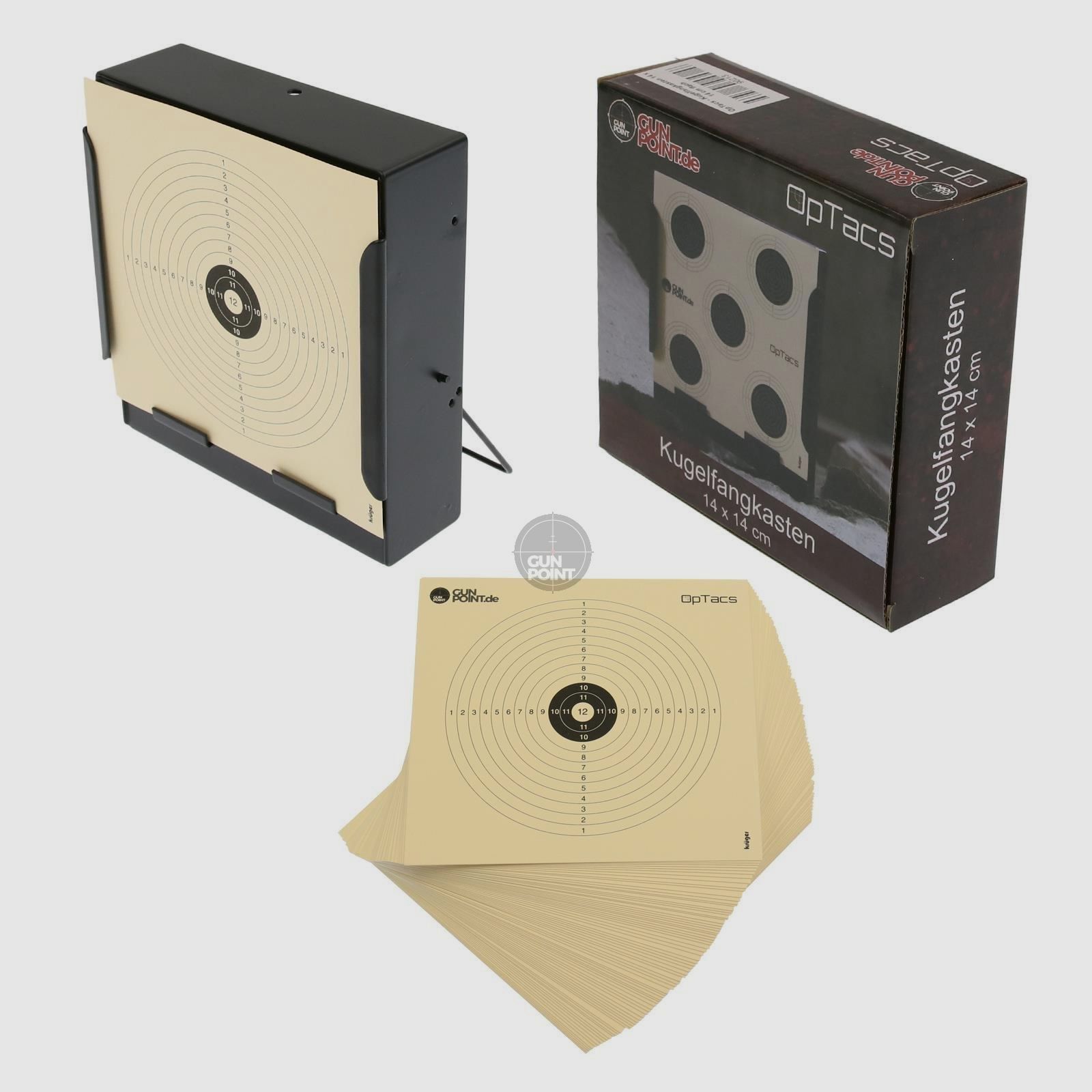 OpTacs - Kugelfang flach 14 x 14 inkl. 50 Zielscheiben