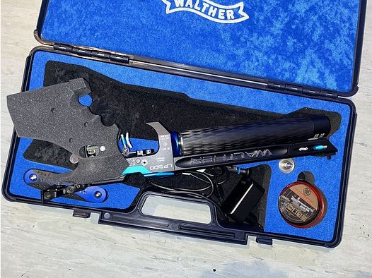 Match pistola ad aria compressa Walther LP500-E / Meister Manufaktur Blu - Grilletto elettronico / Cartuccia in carbonio
