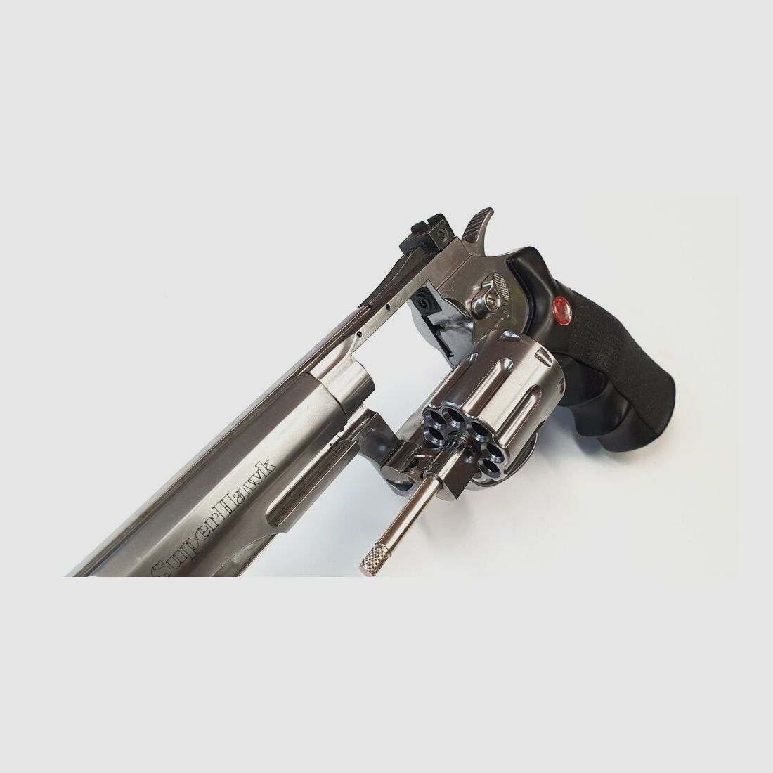RUGER Airsoft CO₂ Ruger SuperHawk Chrome Finish, 6mm, Airsoft Revolver; F im Fünfeck - Defekt