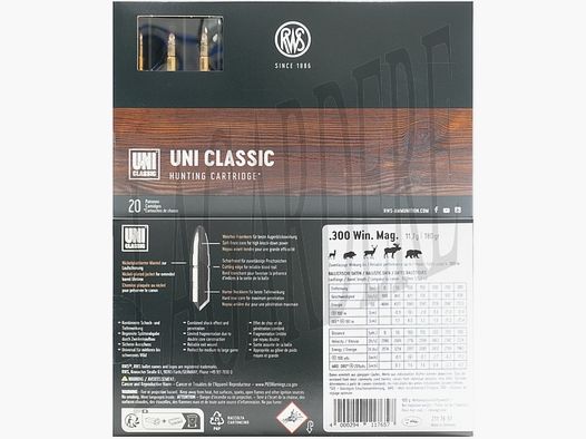 RWS UNI CLASSIC 11,7G/180GR (PATRONE)