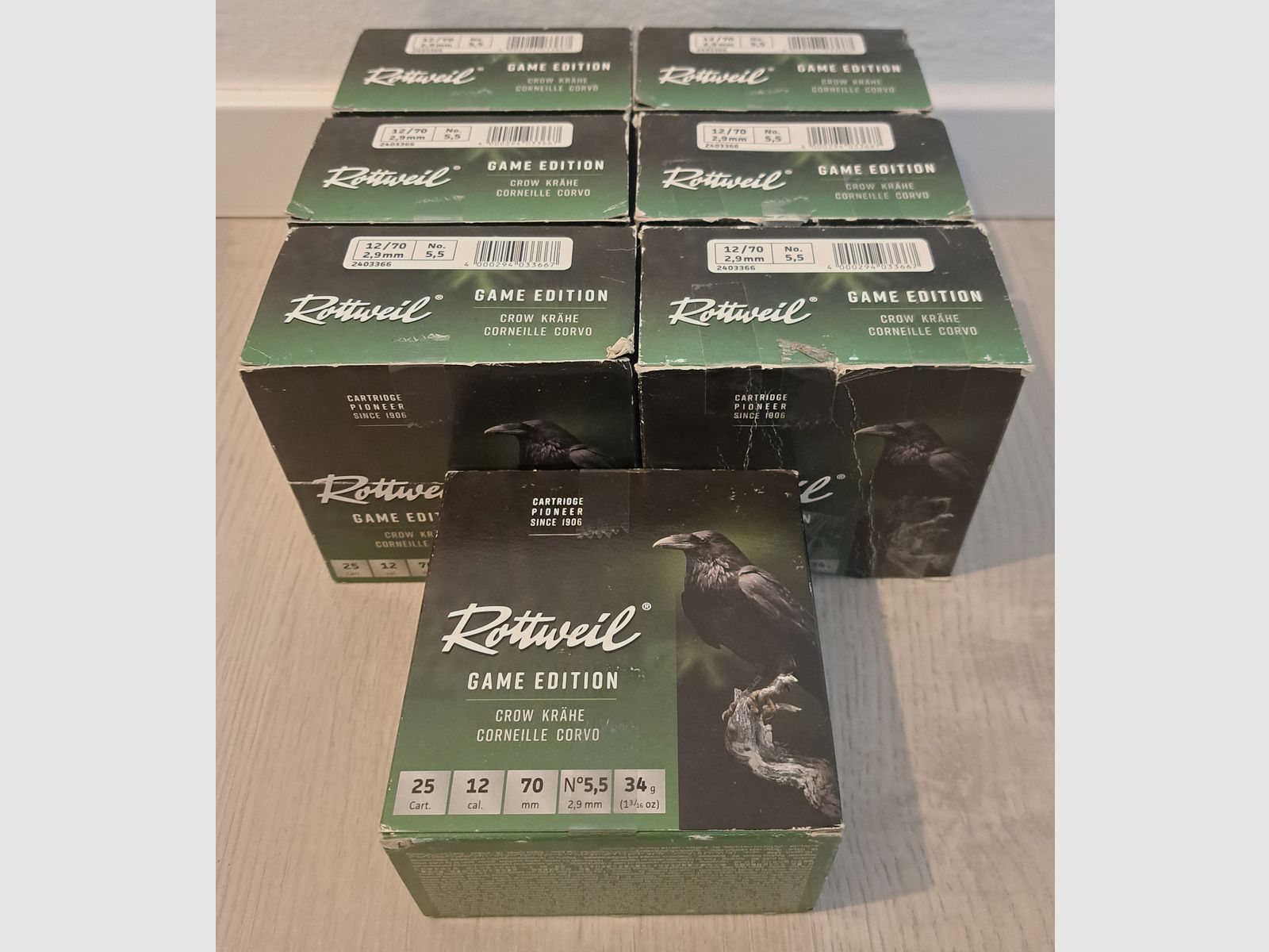 450 disparos de diferentes cartuchos de caza y proyectiles de escopeta munición calibre 12/70 lote