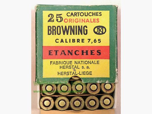 FN Fabrique Nationale Liège naboje pistoletowe 7,65mm Browning/.32ACP