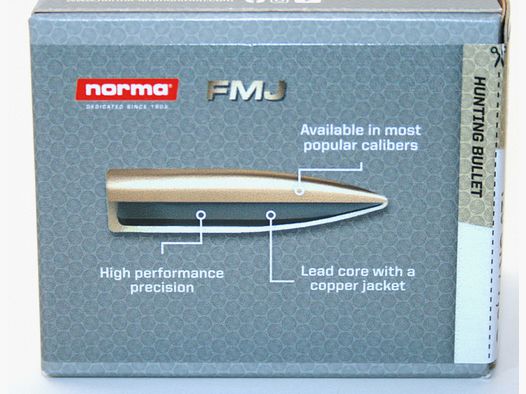 100 Stück NEUE NORMA Geschosse - FMJ 6,5mm/.264 - 7,8g/120gr #20665141 Match-Geschosse Vollmantel !