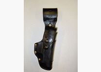Funda de cuero AKAH Berlín/Brandeburgo con puente cinturón - Funda negra para pistola SIG SAUER P6 y P225
