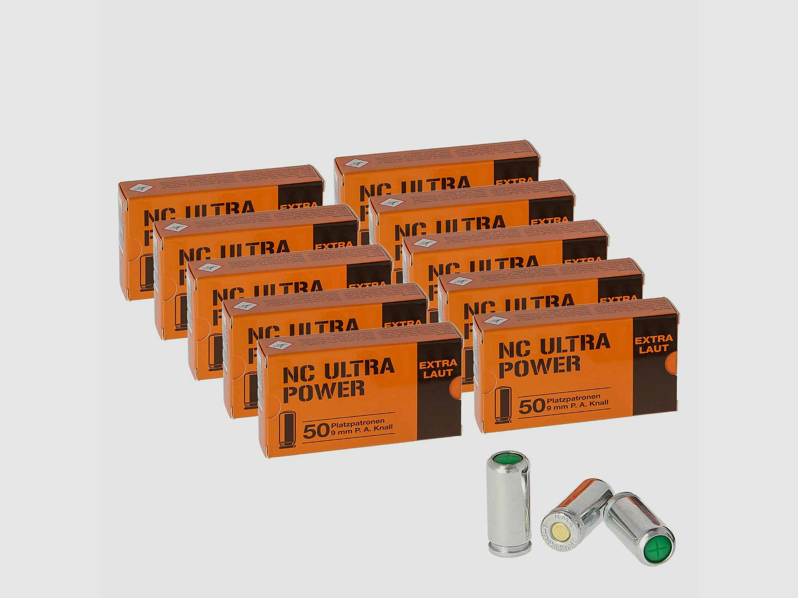 NC Ultra Power Platzpatronen 9 mm P.A.K. - 500 Schuss (P18)