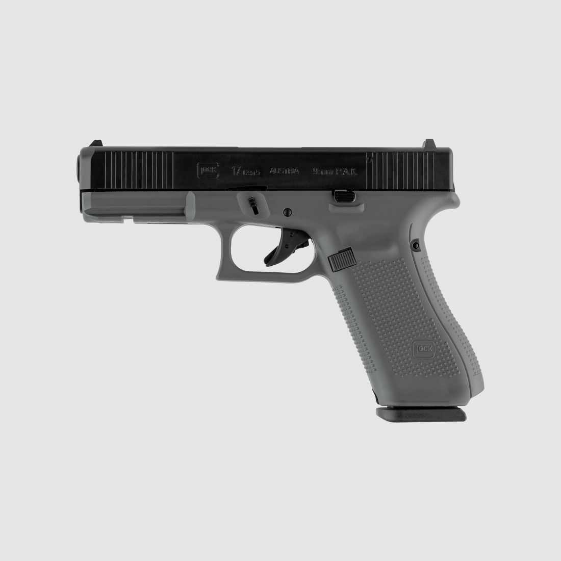 GLOCK 17 Gen5 Kaliber 9mm PAK die von der Marke GLOCK lizensierte Schreckschusswaffe Tungsten Grey