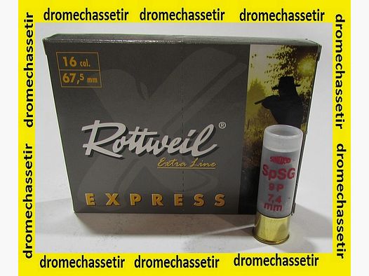 Box mit 10 Patronen Rottweil Chevrotine 9 Grains Kaliber 16/67,5