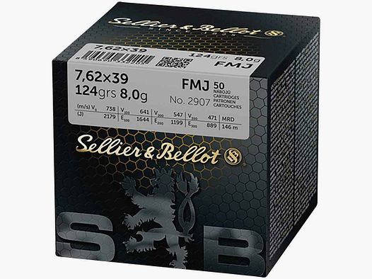 Sellier & Bellot 7,62x39, Vollmantel 124gr - 50 St.