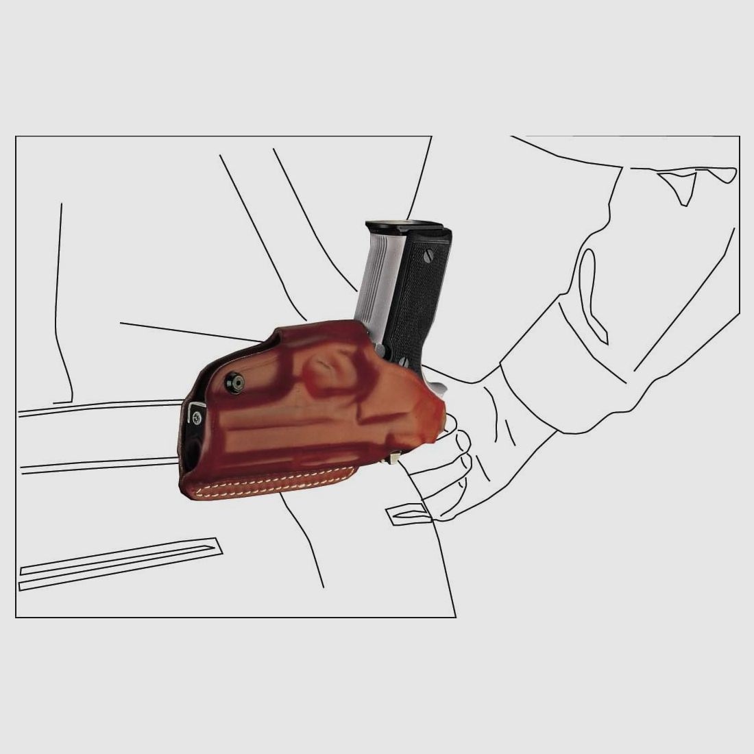 Schnellziehholster mit drei Tragepositionen Walther PPK-Braun-Linkshänder