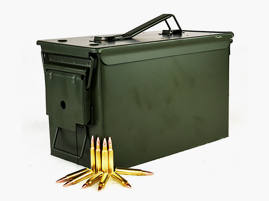 PPU cartouches .223 Rem. 3,56g 55grs FMJ BT 1000 pièces en vrac dans une caisse militaire