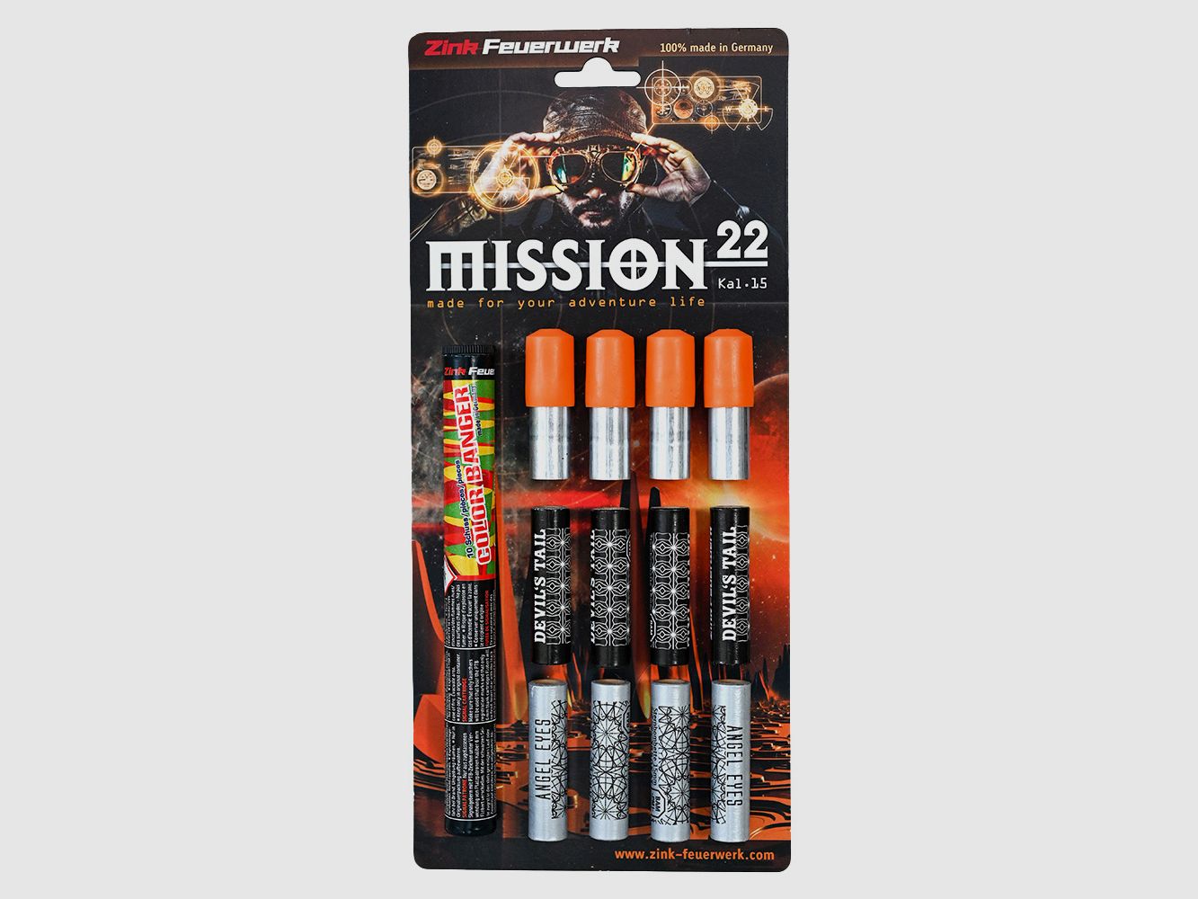 Fuego artificial Zink Signal Misión 22, 22 disparos