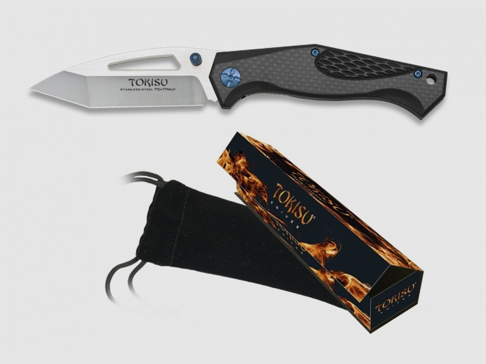 edles TOKISU Taschenmesser Tanto Schäkel G10 Carbon-Look kräftiges Messer