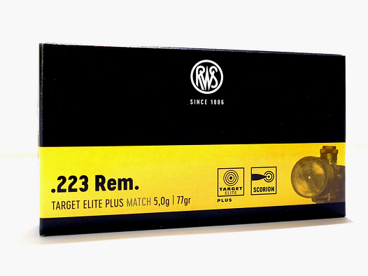 RWS .223 Rem Target Elit Plus 5.0g/77gr Rifle Cartridges