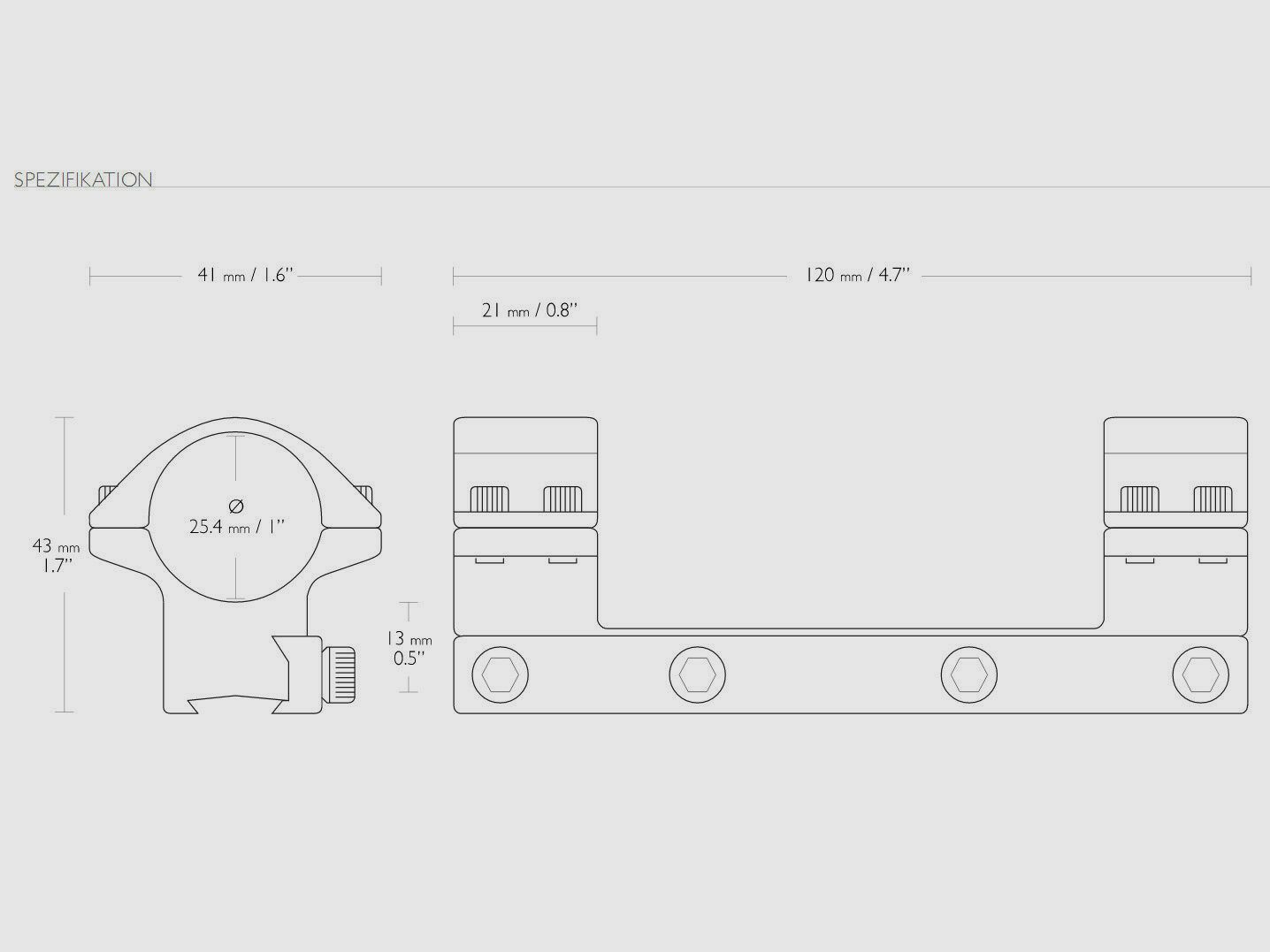 HAWKE 22104 25,4mm Ringmontage Mittel für 9-11mm Schiene Zielfernrohr-Halterung