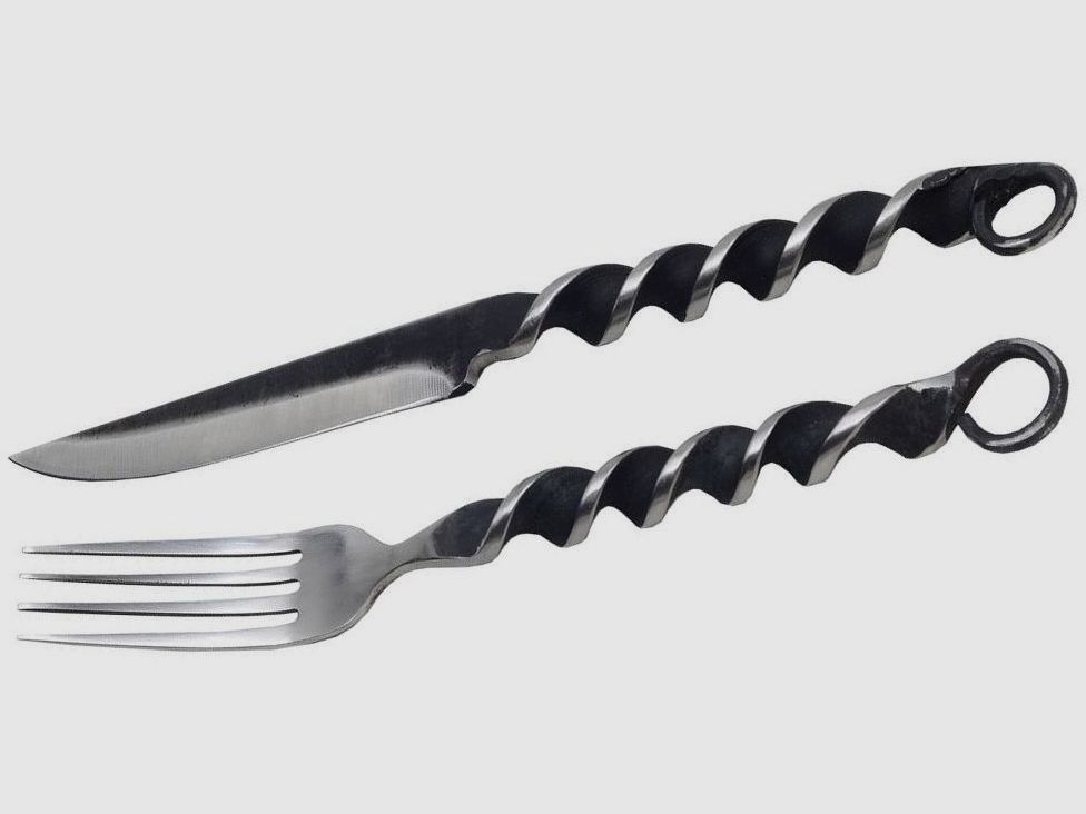 Mittelalter Besteck-Set Messer Gabel Lederscheide