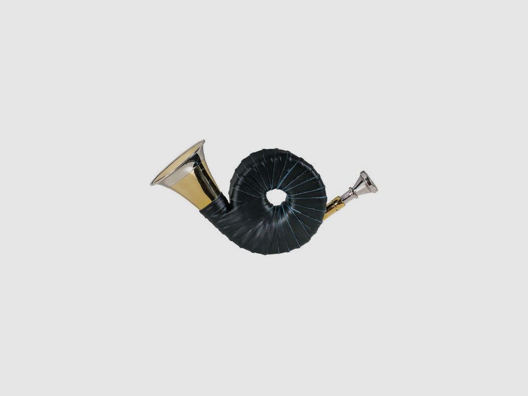 Pocket hunting horn with genuine leather wrapping, image 2 of 2