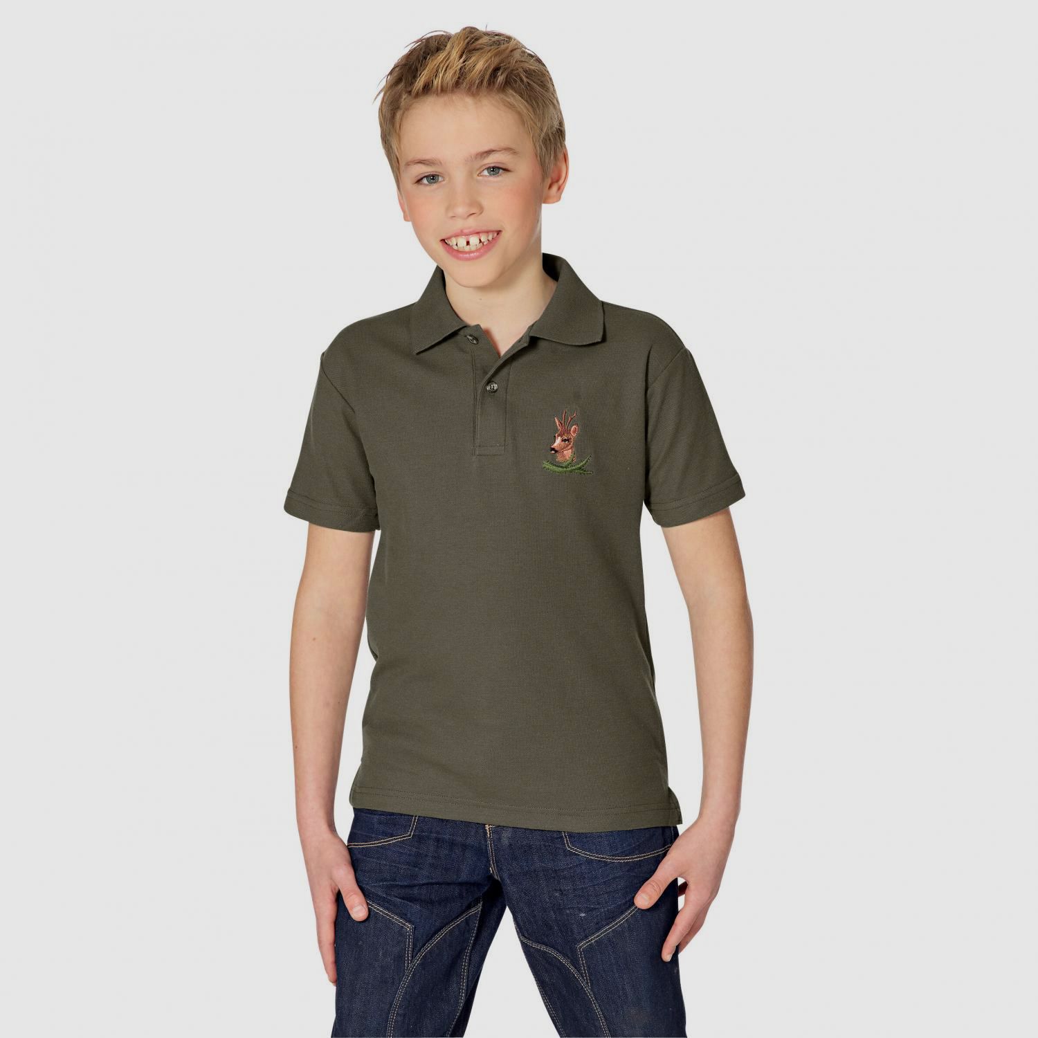 Polo Shirt "Rehbock" Niños (Oliva)