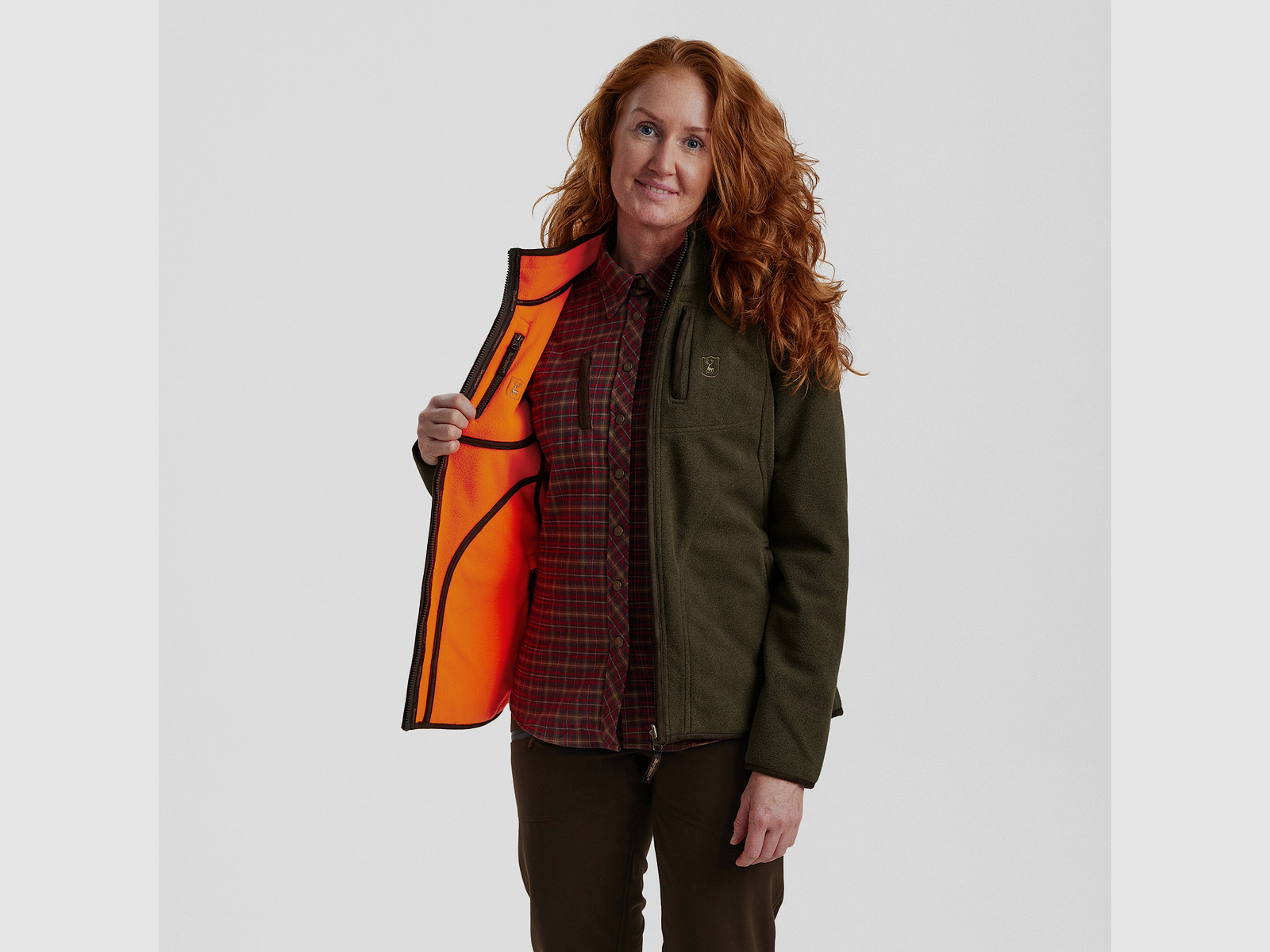 Deerhunter Lady Pam Bonded Fleece Jacket - reversible Orange 44