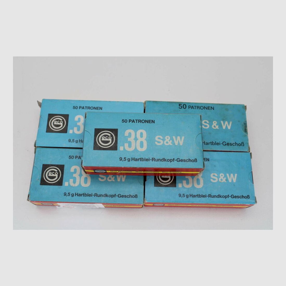 250 Schuß Geco .38 S&W mit 9,5gramm 146grs. Blei Rundkopf 5x50er Pack
