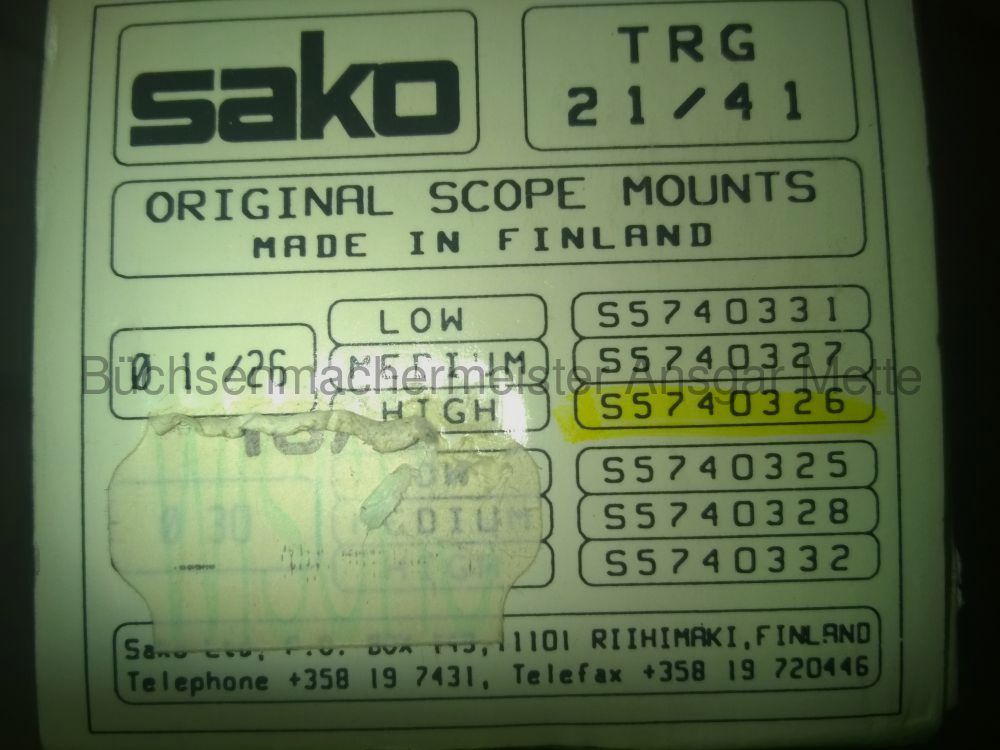 Sako TRG Montage 26mm / 1" Ringe 21/ 41