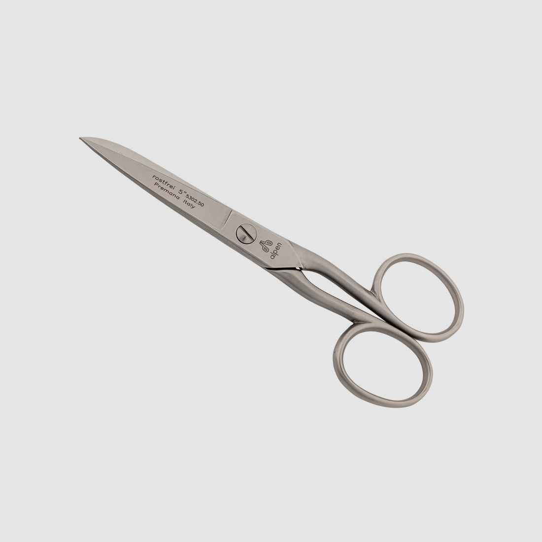 Alpen Haushaltsschere, Stahl AISI 420 rostfrei, mattiert,, Ganzmetallschere, 12.5 cm