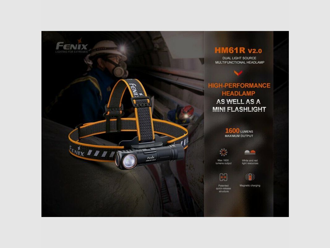 Fenix HM61R V2.0 1600 Lumen lampada frontale / luce multifunzionale / luce da caccia