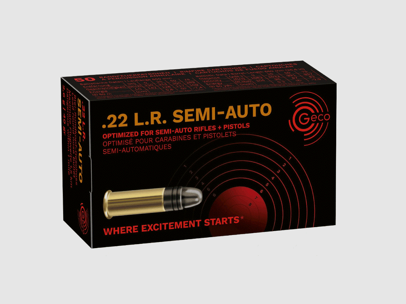 GECO .22lr Semi Auto 40grs Blei Rundkopf 50 Schuss