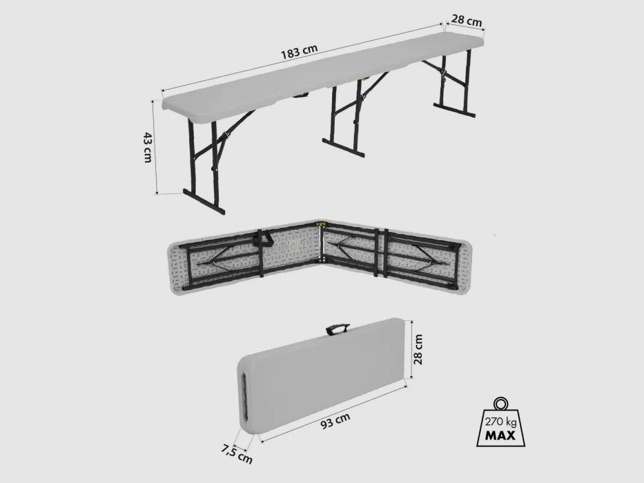 NC3404 Banco de Jardín Plegable de 183 cm en Blanco