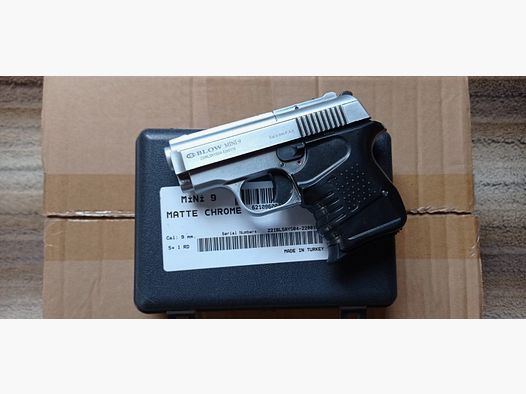 BLOW MINI 09 Matt Chrome 9mm P.A.K. Schreckschusspistole - EU-weiter Versand