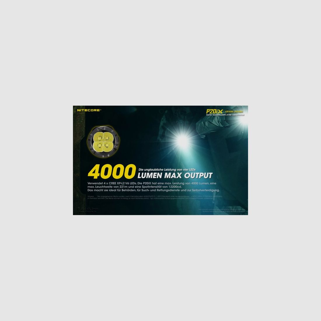 NITECORE – Torcia LED tattica P20iX, 4.000 lumen, inclusa batteria, immagine 4 di 10