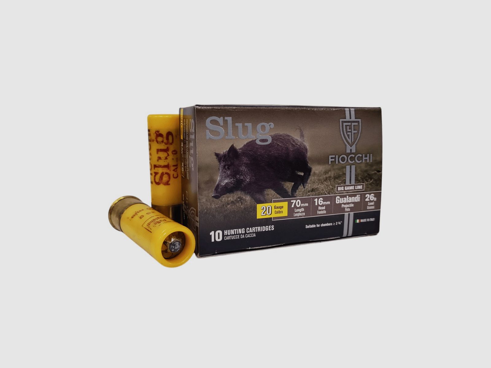 Fiocchi Slug Cartridges .20/70 26 g Bullet Gualandi 10 pcs