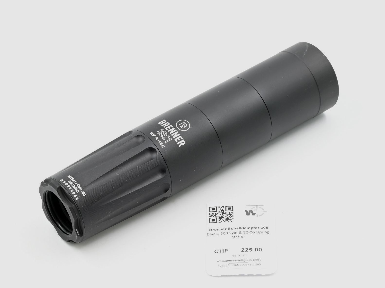 Demper Brenner SD21, zwart, .308 Win., M15x1