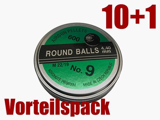 Vorteilspack 10+1 Rundkugeln Punktkugeln Kovohute Pribram No 9 fĂĽr Haenel Luftgewehre Kaliber 4,4 mm 11 x 600 StĂĽck