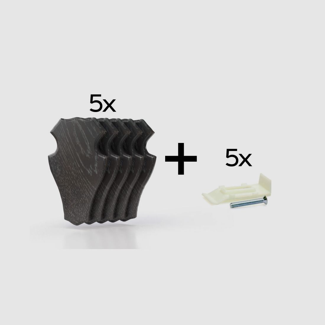 Pakket van 5 trofeeplaten 22x13 cm + 5 plastic standaards - Donker
