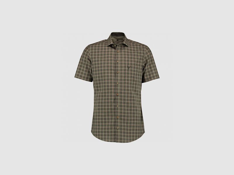 OS Trachten Camicia da Uomo Oliva/Rossa | 41/42