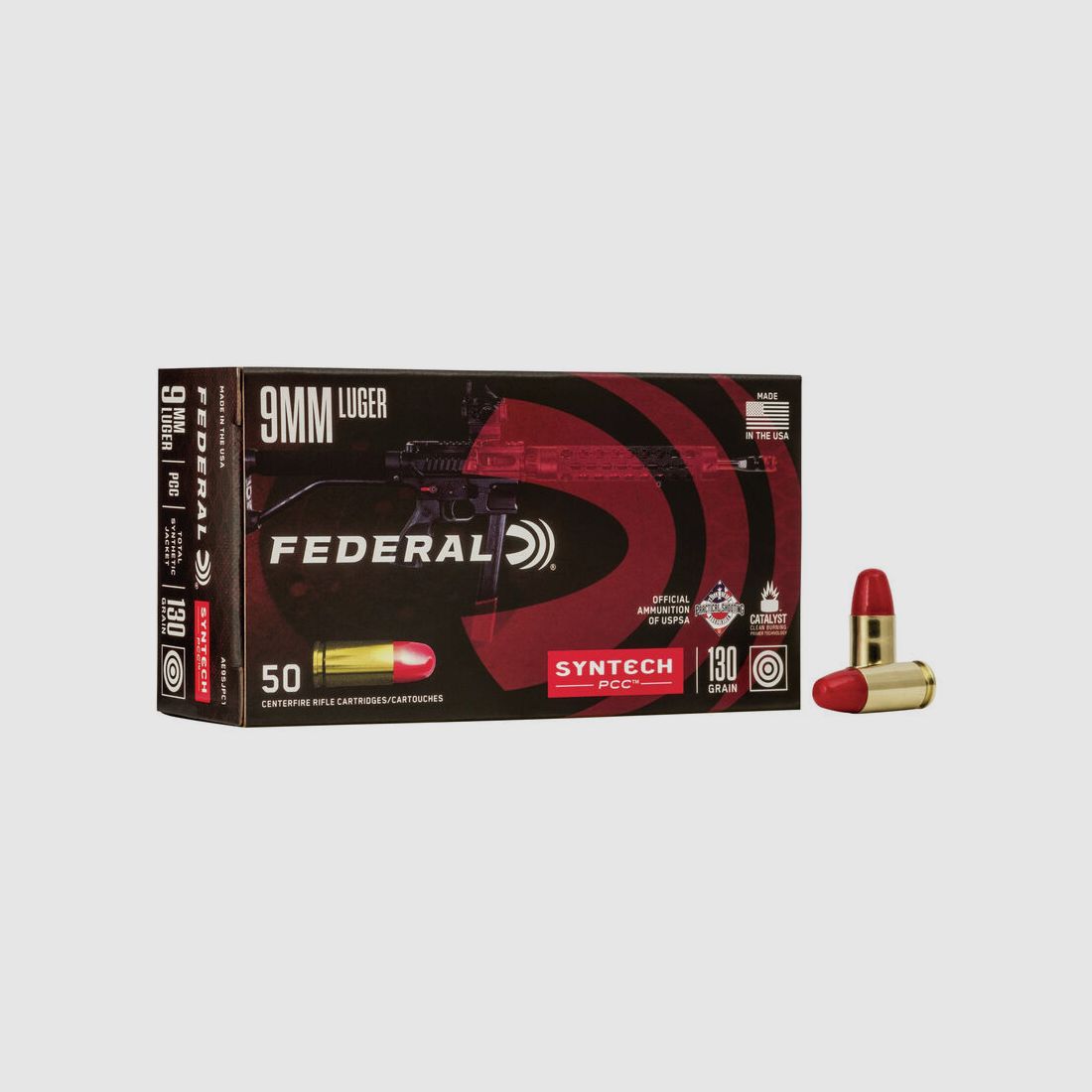 Federal Syntech PPC 9mm Luger 130GR SJFN 50 Patronen