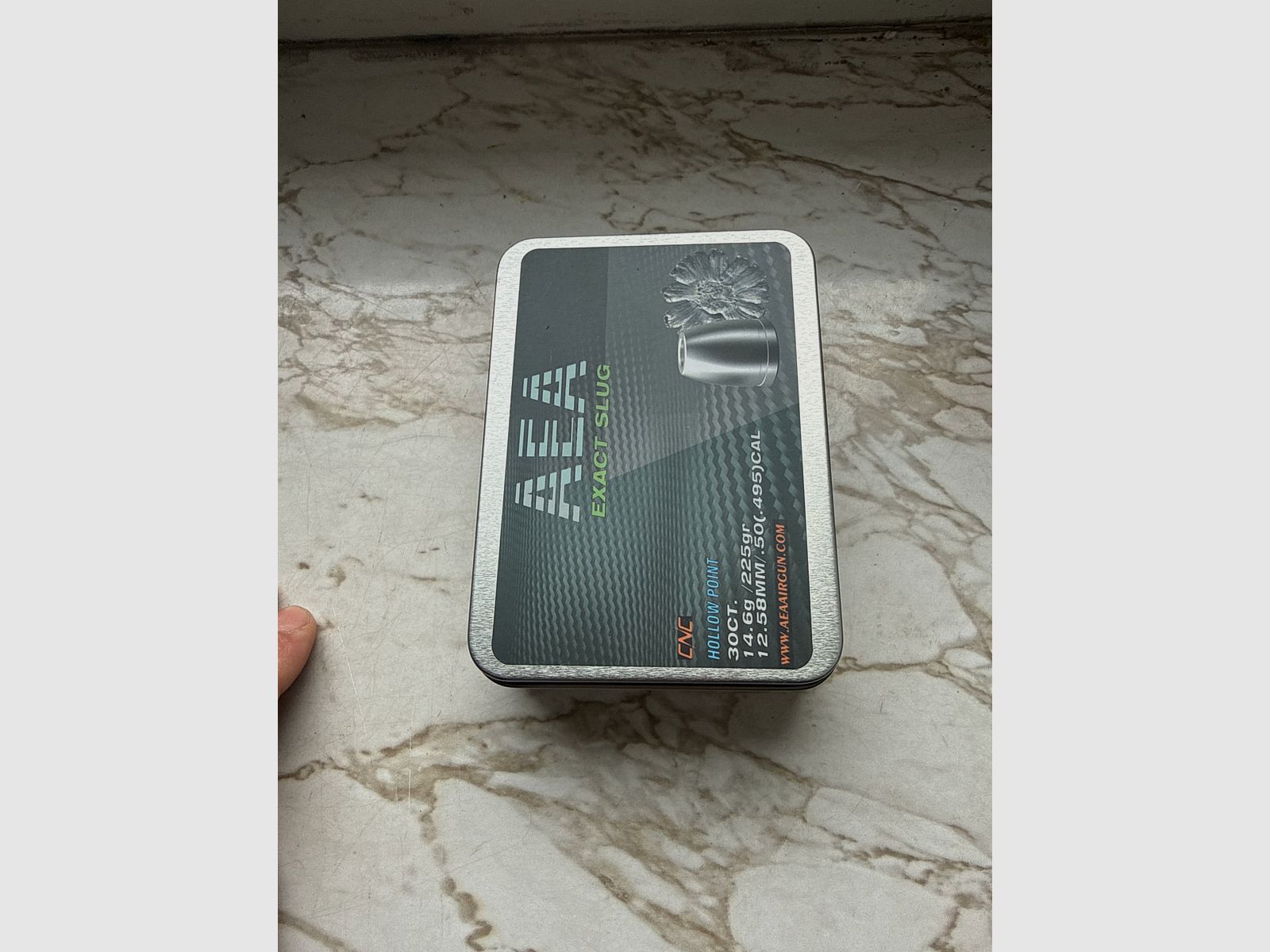 AEA Exact Slugs .50 (.495) CAL / 12,58 mm – 225 gr Hollow Point – 5 latas (4x OVP, 1x completo)