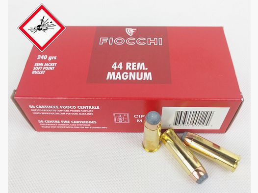 Fiocchi Cartuchos de revólver .44 Magnum TM SJSP 240 grs