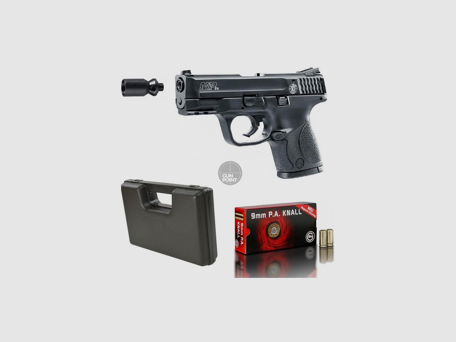 SET !!! Schreckschuss - Gas Signal Pistole - Smith&Wesson M6P9c - 9 mm P.A.K. inkl. Koffer & 50 Schuss Munition