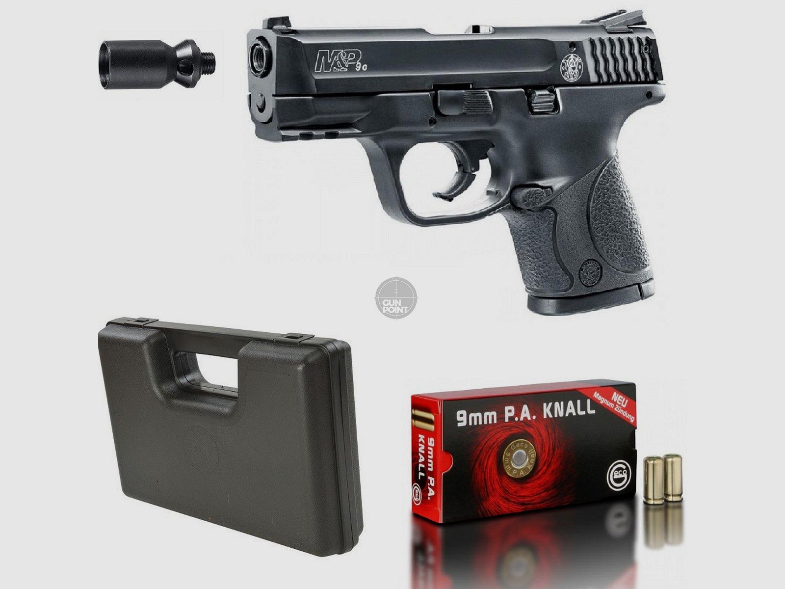 SET !!! Schreckschuss - Gas Signal Pistole - Smith&Wesson M6P9c - 9 mm P.A.K. inkl. Koffer & 50 Schuss Munition