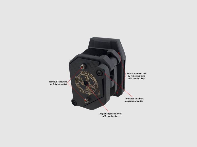Porta Cargadores BLACK SCORPION Porta Cargadores AMBI-Negro- -Placa Fibra, imagen 2 de 3