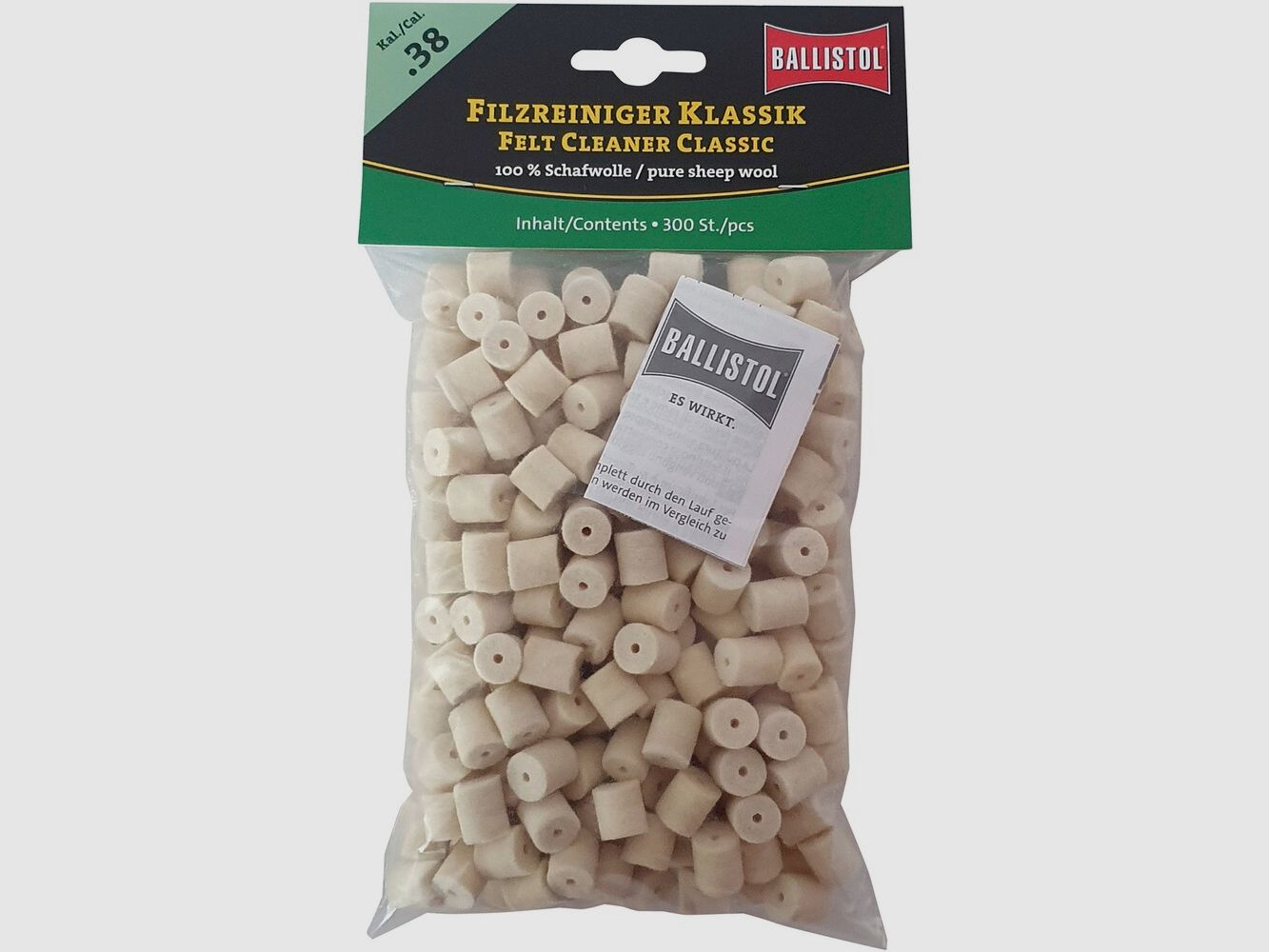 BALLISTOL Felt cleaner classic (Cal. .38, 300 pieces)