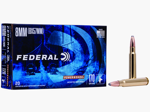 Federal Büchsenmunition 8 x 57 IS 11g Jacketed Soft Point Power Shok