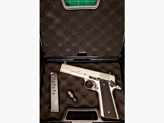 Colt Government 1911 A1 blank firing pistol 9mm P.A.K. nickel (PTB 774)