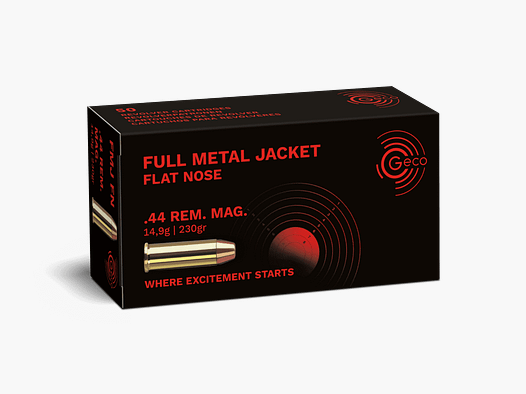 MUNITION GECO KALIBER .44 REM MAG Full Metal Jacket Flachkopf 14,9g/230gr PACKUNG MIT 50